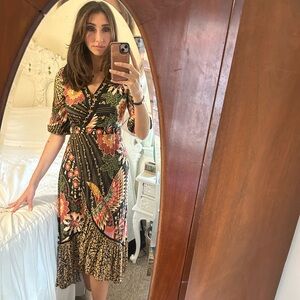 FARM Rio Black Multicolor Floral Wrap Maxi Dress